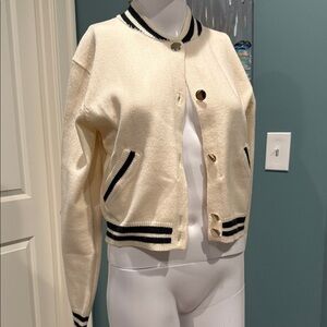 Vigoss Cream and Black Varsity Jacket